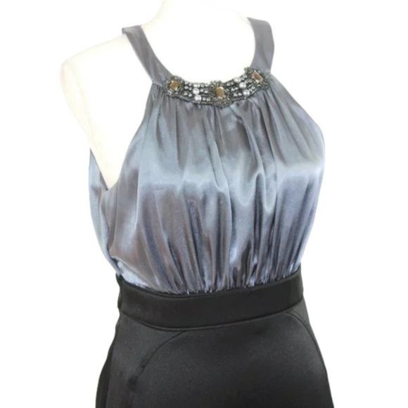 Jones Studio Bead & Crystal Embellished Gray & Black Dress, Size 10 - Picture 4 of 9